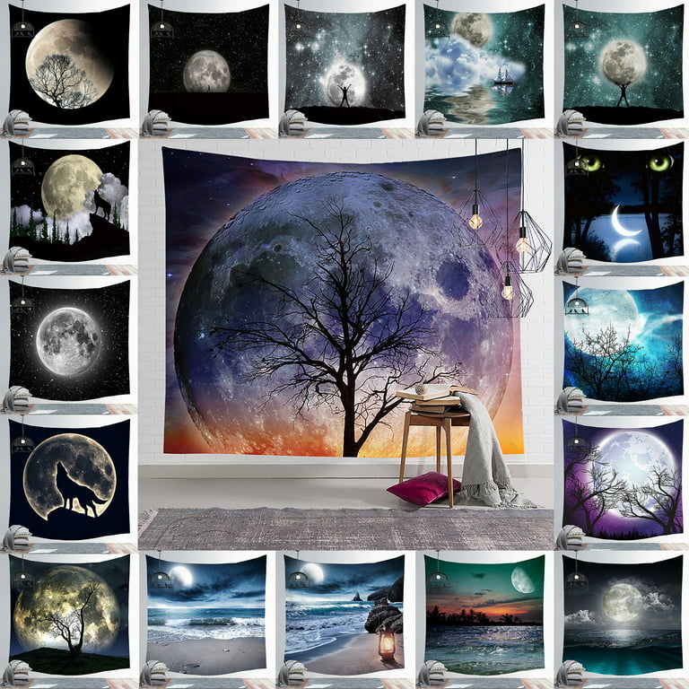 Bohemian Room Decor Wall Tapestry Moon Starry Sky Psychedelic