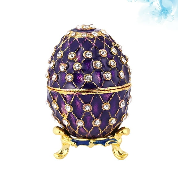 OFFIGAM 1Pcs Egg Shape Trinket Box Elegant Design Enamel Dustproof Holder for Women Shop