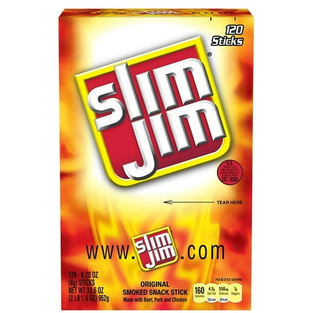 UPC 026200362151 product image for Slim Jim Smoked Snack Sticks  Original  0.28 Ounce (Pack of 120) | upcitemdb.com