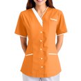 thumbnail image 4 of Wutalume Women's Quick Dry Fabric Solid Color V-Neck Short Sleeve Scrub Top, Healthcare and Medical Work Uniform,Saffron M, 4 of 4