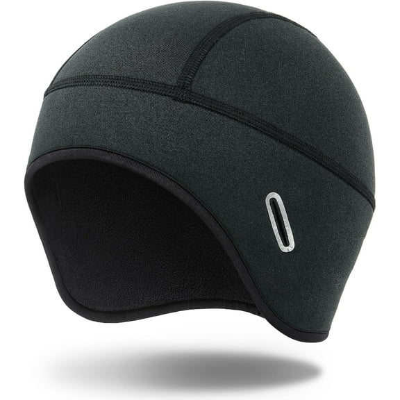 Winter Helmet Liner Skull Cap, Fleece Lined Warm Cycling Cap with Glasses Holes, Thermal Hat Beanie for Men Women