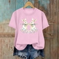 thumbnail image 5 of Feancey Women's Cute T-Shirts Easter Egg Holiday Shirt Funny Casual Short Sleeve Round Neck Tops Summer Loose Bunny Tees Dark Gray L, 5 of 7