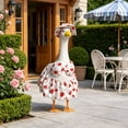 thumbnail image 5 of Porch Goose Outfit Set with Printed Sun Hat Bow Top Skirt, 23 Inch Porch Gander Statue Costume, Summer Garden Yard Decor, 5 of 6
