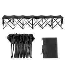 KFFKFF Portable Folding Bench, 6-Seat Foldable Sideline Seating with Side Pockets and Carry Bag, Lightweight 600D Oxford Fabric for Soccer, Baseball, Camping, Outdoor Activities, Black