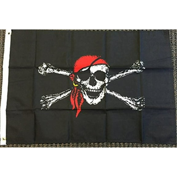 Jolly Roger Red Bandana Pirate Flag Ship Banner Pennant 2x3 Foot FT New Outdoor