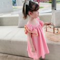 thumbnail image 3 of Esho Toddler Girls Sweet A Line Dresses Kids Ruffled Sleeve Beach Sundress Party Dress 3-8T, 3 of 6