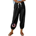 thumbnail image 1 of VEKDONE Womens Linen Long Pants Black XL, 1 of 6