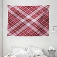 thumbnail image 1 of Checkered Tapestry, Cross Checkered Pattern with Diagonal Strips and Rhombus Shapes, Wall Hanging for Bedroom Living Room Dorm Decor, 80W X 60L Inches, Dried Rose Ruby and White, by Ambesonne, 1 of 2
