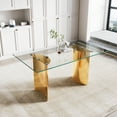 thumbnail image 2 of 63" Rectangular Clear Tempered Glass Dining Table for 4-6 People, Modern Kitchen Table with Stainless Steel Legs, Dining Table for Home Office, Living Room, 2 of 8