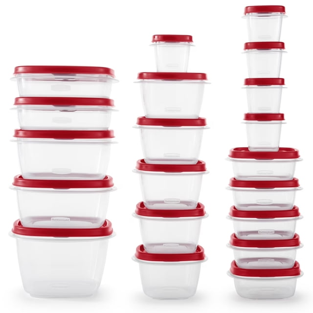 Rubbermaid Contenant de Rangement pour Aliments avec Couvercles Ventilés pour Micro-Ondes, Ensemble de 40 Pcs, Rouge