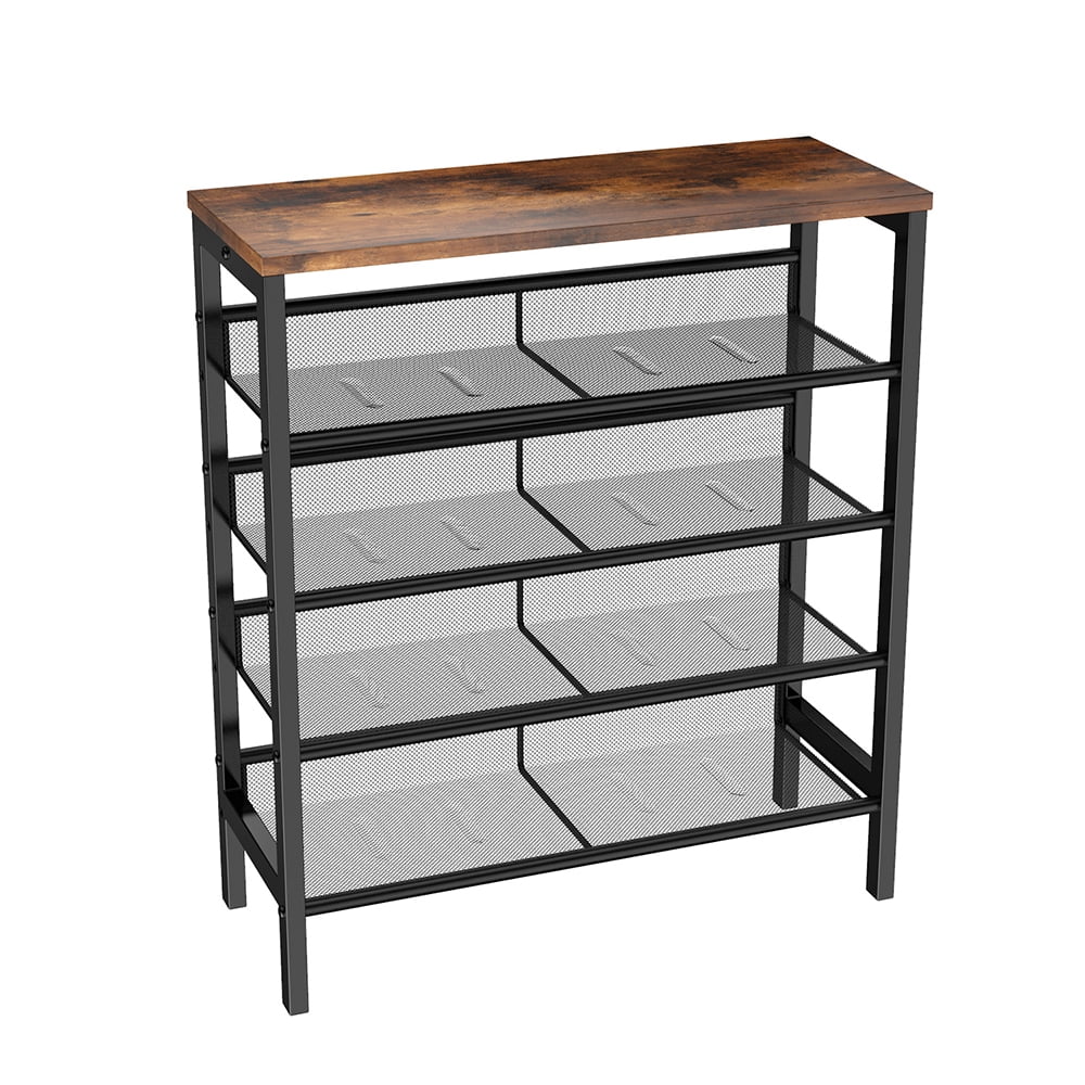 Lowestbest Industrial Shoe Rack with 4 Mesh Shelves, Suitable, Adjustable Country Style 5-Tier Storage Shelf Storage Organizer for Entrance Lowestbest Industrial Shoe Rack with 4 Mesh Shelves, Suitable, Adjustable Country Style 5-Tier Storage Shelf Storage Organizer for Entrance