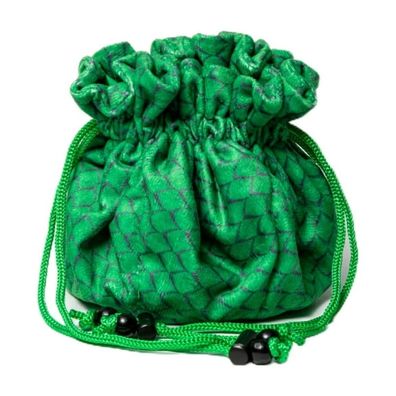 Metallic Dice Games FanRoll Dragon StormTM Velvet Compartment Dice Bag: Green Dragon Scales