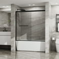 thumbnail image 7 of Resenkos Double Sliding Bathtub Shower Door 60 in. W x 58 in. H Aluminum Framed Shower Enclosure For Tub with SGCC Clear Tempered Glass, Stainless Steel Hardware, Black, 7 of 7