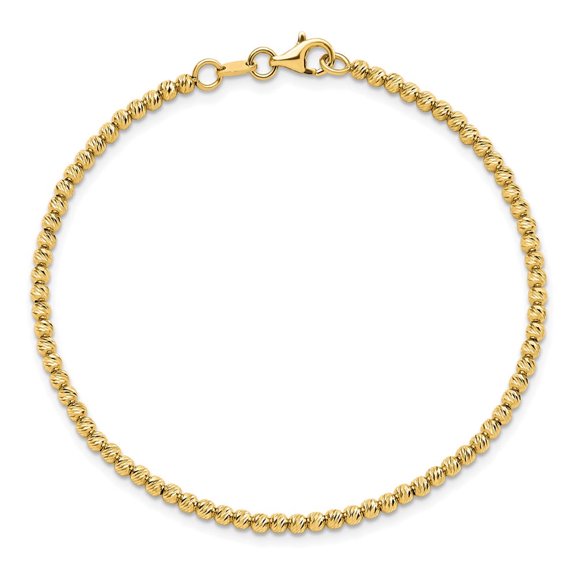 Auriga Fine Jewelry 14K Yellow Gold Diamond-cut Beaded Bracelet 7.5inch for Women