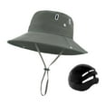 thumbnail image 1 of Sombrero de pescador con carcasa interior rígida y ala ancha ajustable y transpirable. Verde oscuro, 1 of 9