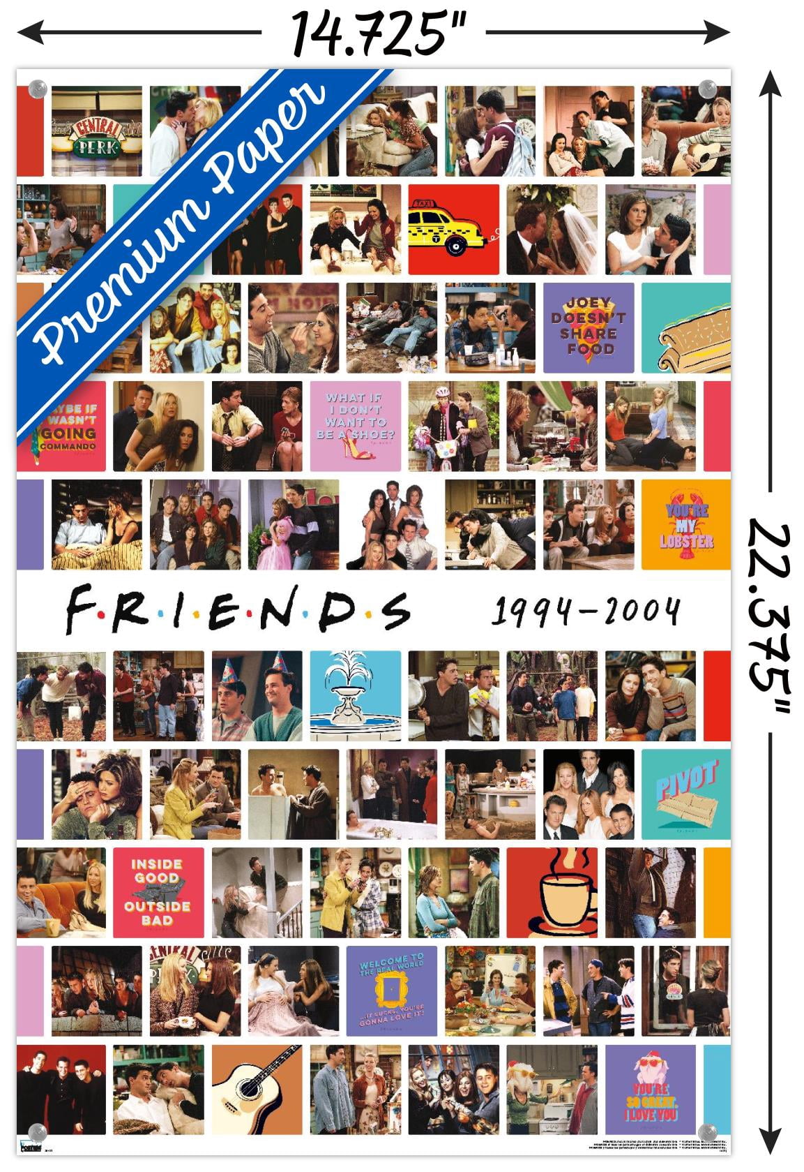 Friends - Collage Wall Poster with Pushpins, 14.725" x 22.375"
