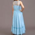 thumbnail image 3 of Girls Party Dress Sequin Mesh Sleeveless Round Neck Maxi Dress Ruffle Hem Wedding Formal Gowns 6-14 Years (7-8 Years, Sky Blue), 3 of 6