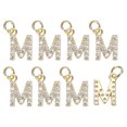 thumbnail image 1 of Uxcell 8 Pack 0.1" Encanto de letra m de strass completo para pulseras/brazaletes de bricolaje Oro, 1 of 6