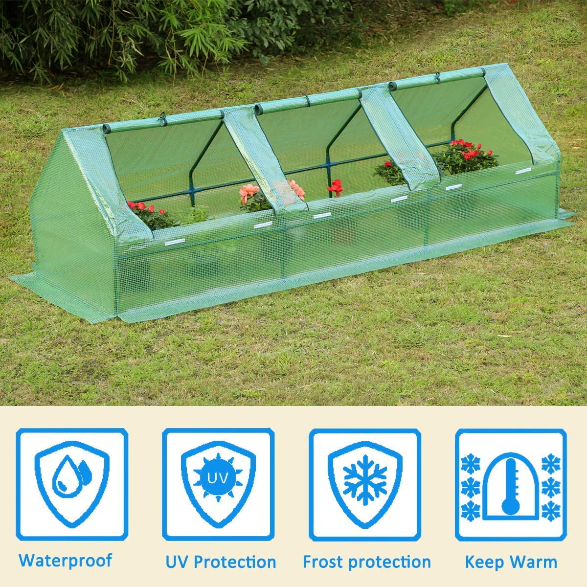 Melo-bell Planting Greenhouse PVC,Outdoor Gardening Hot House with Mini Household Plant Greenhouse Cover for Growing Vegetables Flowers and Seedlings Without Iron Stand
