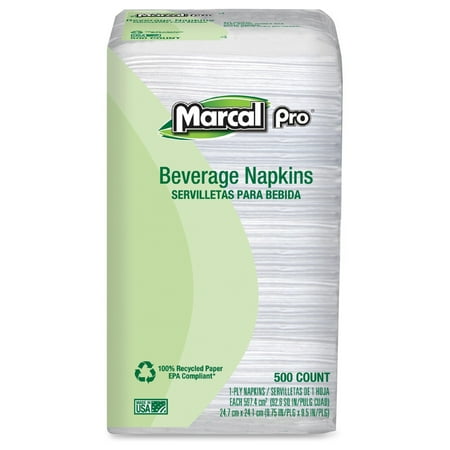 Marcalpro 100 Percent Premium Recycled Bella One-Ply White Napkins, 4000 Count