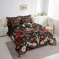 thumbnail image 3 of Manfei Floral Moth 7pcs Bedding Comforter Set,Botanical Plants Queen Bedding Sets Super Cozy,Bohemian Theme Queen Sheet Sets,Super Cozy Flower Room Decor,Reversible, 3 of 8
