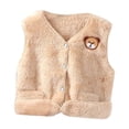 thumbnail image 3 of GYRATEDREAM Toddler Unisex Baby Girl Boy Fleece Jacket Kids Sleeveless Winter Warm Waistcoat Vest Pocket Coat Tops for 3-4Y Light coffee, 3 of 9