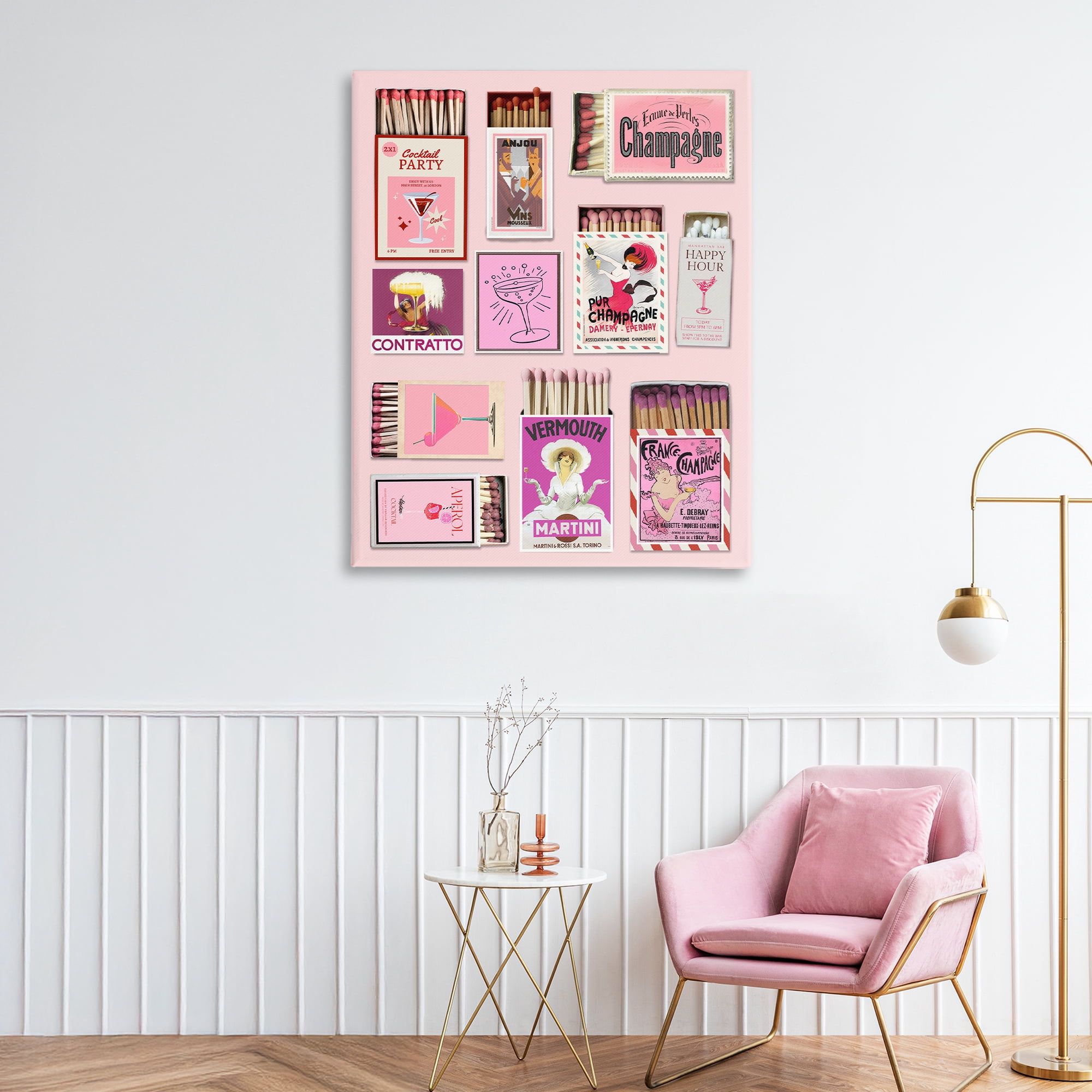 Stupell Industries Champagne & Cocktail Matchboxes Canvas Wall Art, design by CAD Designs