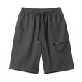 thumbnail image 1 of PEASKJP Men's and Big Men's Training Active Shorts Casual Solid Knee Length Cargo Pants With Pocket Straight Button Zipper Shorts,Gray M, 1 of 4
