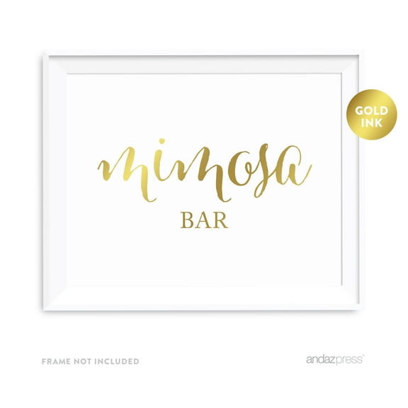 Mimosa Bar Metallic Gold Wedding Party Signs