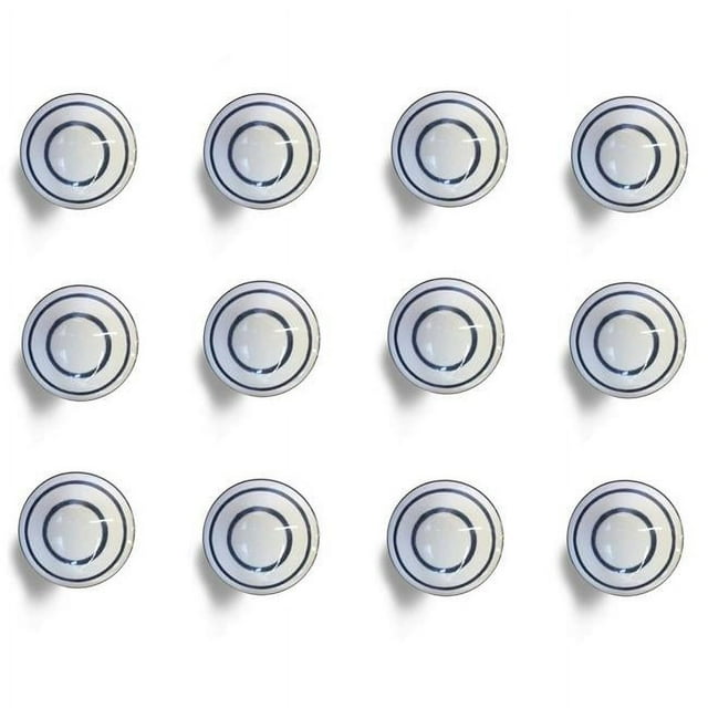 Knob-it 676685032935 Ensemble de Boutons Ronds Vintage Peints à la Main - Blanc & Bleu - Lot de 12