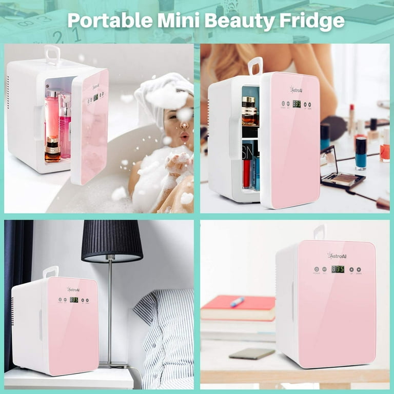 AstroAI 6L/8 Can Portable Mini Fridge, Cooler/Warmer, Pink, with