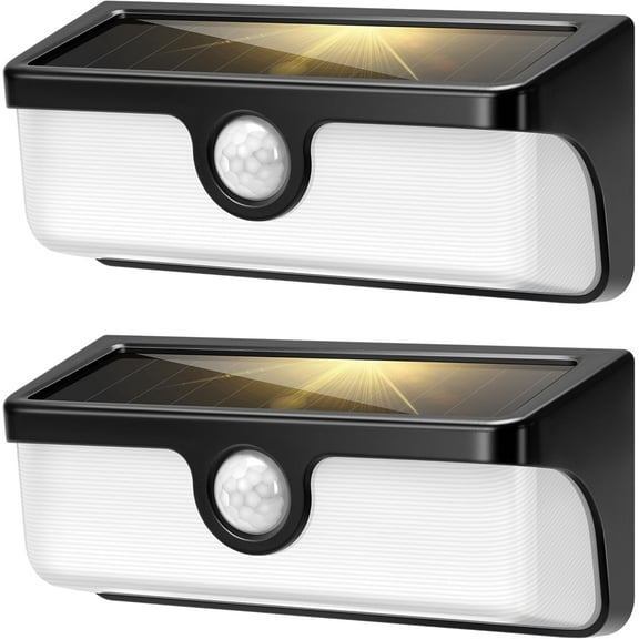 SPECSTAR Linkable Solar Lights Outdoor, 2500LM Motion Sensor Wall Lights with Diffuser for Extra Wide Lighting, IP65 Waterproof, Solar Powered for Fence Garden, Patio, Porch, Yard, 2 Pack