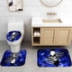 thumbnail image 5 of Juego de 4 cortinas de ducha con diseño de calaveras, diseño de esqueleto, luna, flores, plantas, mariposas, azules, verdes y setas, decoración de baño, cortina de ducha de tela negra impermeable,, 5 of 7
