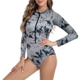 thumbnail image 6 of JoveMarine Women's Long Sleeve Wetsuit Printed Zipper Rash Guard One Piece Swimsuit for Diving Surfing Swimming Bathing Suit For Womens Swimsuits Gray L, 6 of 8