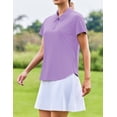 thumbnail image 4 of Pinspark Womens Golf Shirts 1/4 Zip Up Polo Short Sleeve Quick Dry Tennis Work Collared Top V Neck Polo with Curved Hem, 4 of 6
