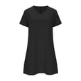 thumbnail image 4 of JIAYUE Women's Dress V-Neck Above Knee Casual Short Sleeve With Pocket Solid Color Comfortable Relaxed Fit Summer Stylish Female Dresses, 4 of 6