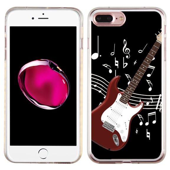 Slim-Fit Case for Apple iPhone 8 PLUS / 7 PLUS, OneToughShield ® Premium TPU Gel Protector Phone Case - Guitar Red