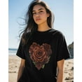 thumbnail image 4 of Women's T-Shirts, Valentine's Day Love Roses Cotton Crewneck Tee Short Sleeve Casual Tops Loose Graphic T-Shirt Black, XL, 4 of 7