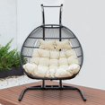 thumbnail image 5 of LeisureMod Folding Double Egg Chair Swing Rattan Wicker 2-Seater Porch Swing with Stand for Outdoor & Indoor, 5 of 12