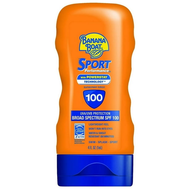 Banana Boat Sport Performance Sunscreen Lotion SPF 100 4 oz (Pack of 3)