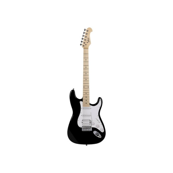 Monoprice Cali Classic HSS Electric Guitar with Gig Bag - Black Body, White Pickguard, Maple Fretboard, Easy to Play, Stage Ready For Performance - Indio Series