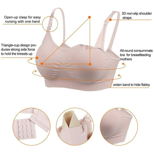  Seamless Nursing Bra with Adjustable Back Clasp and Removable  Soft pad Inserts - Bk, XL : Clothing, Shoes & Jewelry