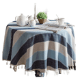 thumbnail image 2 of Round Rustic Tablecloth Farmhouse Striped Cotton Linen Tablecloth with Tassel Heavy Duty Table Cover for Tabletop,1 * Round Rustic Tablecloth, 2 of 6