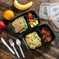 thumbnail image 5 of VeZee 30 Oz. Black Rectangular 2 Compartments Plastic Meal Prep Containers with Clear Dome Lids| Bento Box, BPA Free, Stackable, Microwave/Dishwasher/Freezer Safe|40CT, 5 of 6