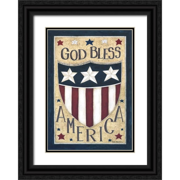 Shamp, Cindy 11x14 Black Ornate Wood Framed with Double Matting Museum Art Print Titled - God Bless America