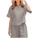 thumbnail image 2 of Fiudx Ofertas Del Día Blusas Lisas y Camiseta de Lino para Mujer Top de Manga Corta con Cuello Redondo, 2 of 6