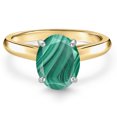thumbnail image 3 of Gem Stone King 10K Two Tone Gold Green Malachite Engagement Ring for Women | 2.50 Cttw | Oval 9X7MM | Gemstone Birthstone | Size 9, 3 of 6