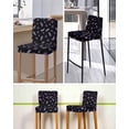 thumbnail image 5 of Purple Olive Fruits Bar Stool Covers Set of 6, Spring Farm Branches Leaves Plants Black Stretch Bar Chair Covers with Backs, Removable Pub Counter Height Chair Cover for Kitchen Dining Room Cafe, 5 of 7