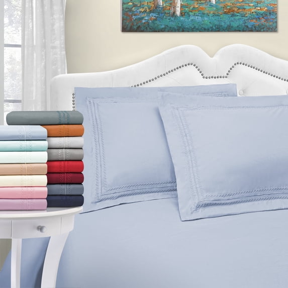 Infinity Microfiber Wrinkle-Resistant Duvet Cover and Embroidered Pillow Sham Set White / Twin/Twin XL