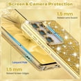thumbnail image 3 of Case for Samsung Galaxy S22,Glitter Crystal Diamond Rhinestone Sequin Shiny Bling Sparkly Glossy Luxury Electroplated,Aesthetic Cute Full Protection for Samsung Galaxy S22,Golden, 3 of 16